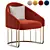 Luxury Gold Velvet Accent Chair 3D model small image 3