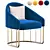 Luxury Gold Velvet Accent Chair 3D model small image 4