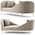 Luxury Nolan Velvet Chaise Lounge 3D model small image 4