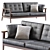 Mid-Century Wood Leather Sofa 3D model small image 1