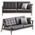Mid-Century Wood Leather Sofa 3D model small image 2