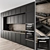 Sleek Neo Classic Kitchen - Black/Brown 3D model small image 1