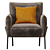 2021 Easton Accent Chair: Sleek Design, Black Legs 3D model small image 2