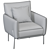 2021 Easton Accent Chair: Sleek Design, Black Legs 3D model small image 5