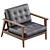 Mid Century Black Leather Armchair 3D model small image 2