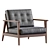 Mid Century Black Leather Armchair 3D model small image 3