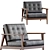 Mid Century Black Leather Armchair 3D model small image 7