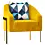Gilded Cotton Linen Accent Chair 3D model small image 1