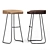 Rustic Metal and Wood Bar Stools 3D model small image 2