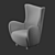 Luxurious Mongolian Sheepskin Chair 3D model small image 5