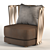 Elegant Armchair with 2 Fabric Materials 3D model small image 3