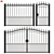 Elegant Wrought Iron Fence Set 3D model small image 1