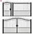Elegant Wrought Iron Fence Set 3D model small image 2