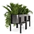 Metal & Stone Pot Outdoor Combo: Bushes & Trees Set 115 3D model small image 1