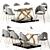 Sleek Gold Dining Chair: Modern PU Leather & Stainless Steel 3D model small image 8