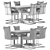 Sleek 10-Piece Modern Dining Set 3D model small image 10