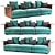 Luxe Leather Modular Sofa Armrest 3D model small image 1