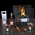 Elegant Cognac Table Fireplace 3D model small image 13