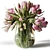 Colorful Tulip Bouquet in Glass Vases 3D model small image 2