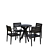 Elegant Black Wood Outdoor Dining Set 3D model small image 2