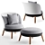 Cherry Gray Armchair with Ottoman 3D model small image 2