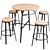 Industrial Loft Table and Stool Set 3D model small image 1