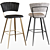 Elegant Kendall Velvet Bar Stool 3D model small image 1