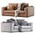 Elegant Alhambra Leather Sofa 3D model small image 4