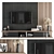 Contemporary Wood and Concrete TV Wall Set 3D model small image 1