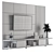 Contemporary Wood and Concrete TV Wall Set 3D model small image 4