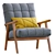 Arkin Wooden Frame Accent Chair: Stylish Gray Seating 3D model small image 1