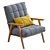 Arkin Wooden Frame Accent Chair: Stylish Gray Seating 3D model small image 2