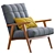 Arkin Wooden Frame Accent Chair: Stylish Gray Seating 3D model small image 3