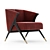 Elegant Velvet Lounge Armchair 3D model small image 1