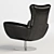 Contemporary Navy Leather Lounge Chair 3D model small image 2