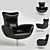 Contemporary Navy Leather Lounge Chair 3D model small image 6