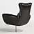 Contemporary Navy Leather Lounge Chair 3D model small image 9