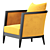 Elegant Saten Armchair 3D model small image 3