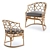 Coastal Coraline Rattan Dining Chair 3D model small image 6