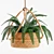 Natural Rattan Hanging Planter 3D model small image 2