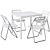 Modern White Dining Set 3D model small image 1