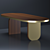 Elegant Walnut Dining Table with Aged Brass Accents 3D model small image 4