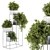 Modern Silver Plant Stand Set 3D model small image 1