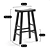 Asayo Solid Elm Bar Stool: Asian-Inspired, Natural Finish 3D model small image 3