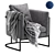 Modern Velvet Accent Chair 3D model small image 1