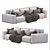 Dienne Cross Leather Sofa 3D model small image 3