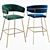 Velvet Hanna Bar Chair Set 3D model small image 1