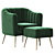 Luxury Velvet Accent Chair & Ottoman 3D model small image 2