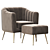Luxury Velvet Accent Chair & Ottoman 3D model small image 6