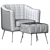 Luxury Velvet Accent Chair & Ottoman 3D model small image 7